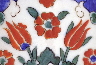 30.12.2009 İstanbul Türkiye.Mavi Cami'den çiçek desenli çini,eski Osmanlı dönemi.