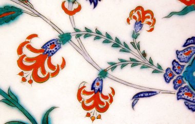 30.12.2009 İstanbul Türkiye.Mavi Cami'den çiçek desenli çini,eski Osmanlı dönemi.