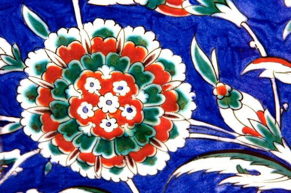 30.12.2009 ISTANBUL TURKEY.Floral patterned tile from Blue Mosque,ancient Ottoman era.