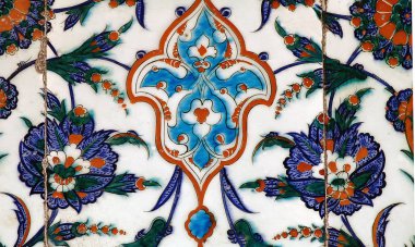 30.12.2009 İstanbul Türkiye.Mavi Cami'den çiçek desenli çini,eski Osmanlı dönemi.