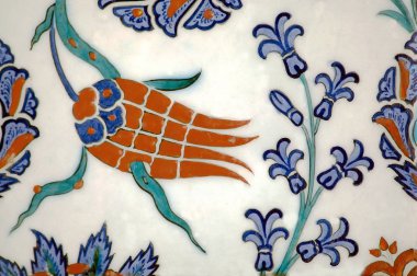 30.12.2009 İstanbul Türkiye.Mavi Cami'den çiçek desenli çini,eski Osmanlı dönemi.