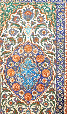 30.12.2009 İstanbul Türkiye.Mavi Cami'den çiçek desenli çini,eski Osmanlı dönemi.