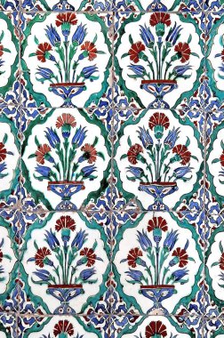 30.12.2009 İstanbul Türkiye.Mavi Cami'den çiçek desenli çini,eski Osmanlı dönemi.