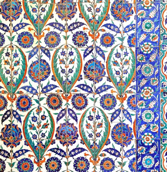 2009 Istanbul Turkey Floral Patterned Tile Blue Mosque Ancient Ottoman — Stock Photo, Image