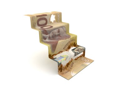 Daha yüksek ile Kanada Doları adımları (Isolated beyaz arka plan üzerinde)