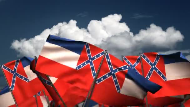 Ondeando Banderas Del Estado Mississippi Canal Sin Costura Alfa — Vídeo de stock