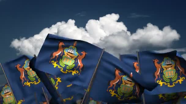 ペンシルベニア州旗 シームレス アルファ チャネルを振ってください — ストック動画
