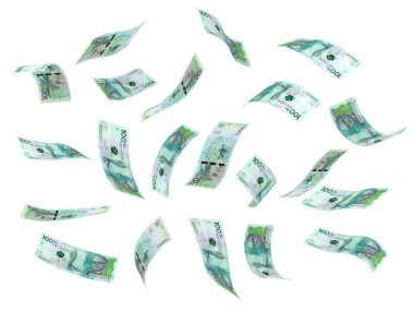 Uçan Kolombiya Pezoları (kırpma yolu ile izole edilmiş)
