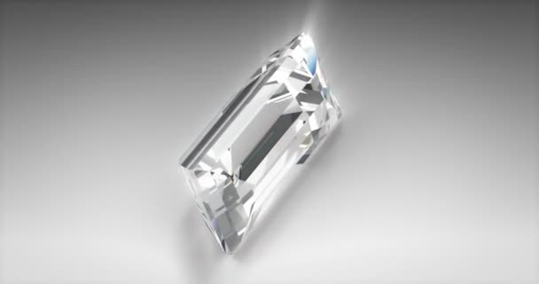 Baquette Geschliffene Diamant Auf Grauem Hintergrund Nahtlos — Stockvideo