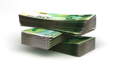 İsrail Yeni Şekeli (beyaz arka plan üzerinde izole yığını)