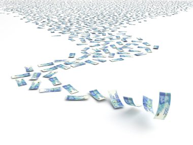 Düşen İsrail Yeni Şekelleri (kırpma yolu ile izole)