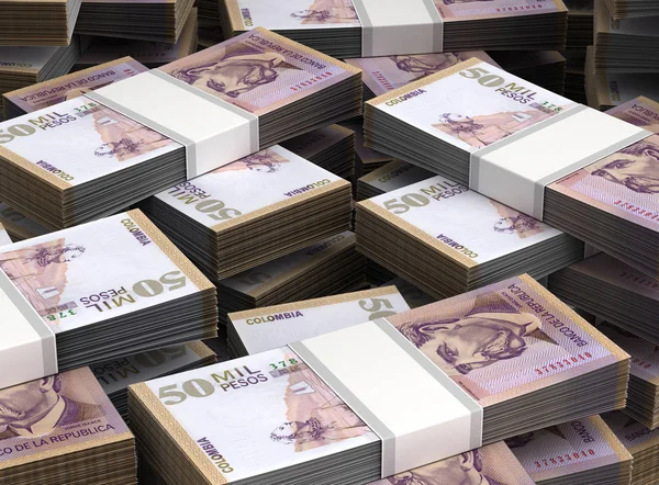 Pila Pesos Colombianos Primer Plano — Foto de Stock