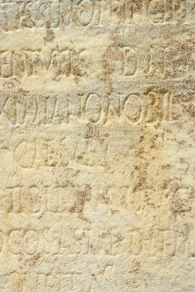 Inscrição Antiga Esculpida Éfeso Cidade Antiga Turquia — Fotografia de Stock