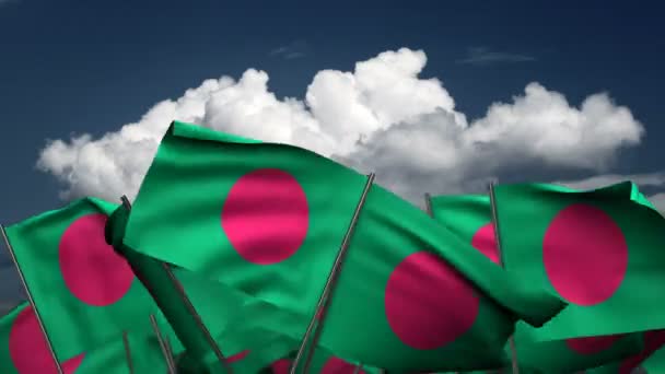 Waving Bangladesh Flags Seamless Alpha Channel — Stock Video