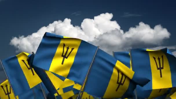 Barbados Bayrakları Kesintisiz Alfa Kanalı Sallayarak — Stok video