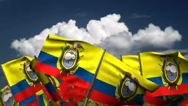 Waving Ecuadorian Flags Seamless Alpha Channel — Stock Video
