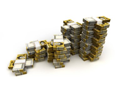 Güney Kore Won Yığını (beyaz arkaplanda izole edilmiş)