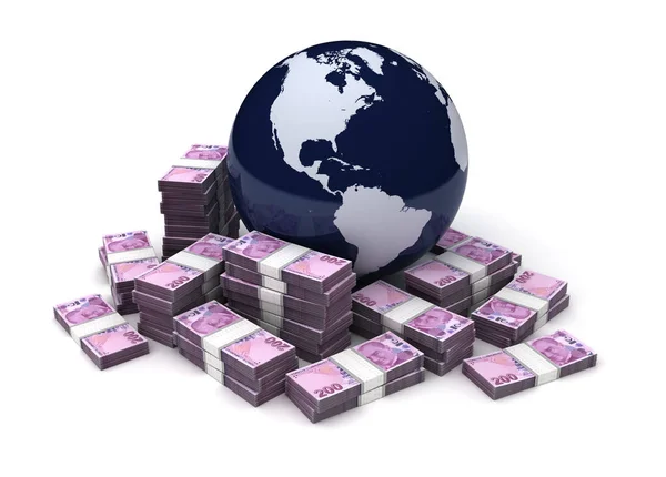 Globales Geschäft Mit Der Türkischen Lira Isoliert Auf Weißem Hintergrund — Stockfoto
