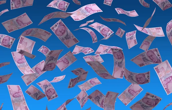 Flygande Turkisk Lira Isolerad Med Klippbana — Stockfoto