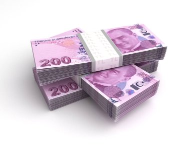 Türk Lirası (Isolated beyaz zemin üzerine yığını)