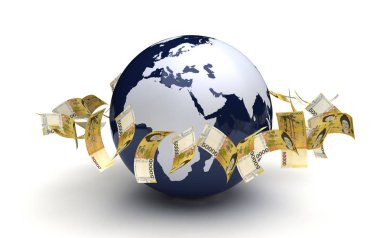 Para birimi (beyaz arka plan üzerinde izole küresel iş Güney Kore Wonu)