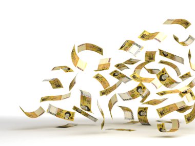 Uçan Güney Kore Won (kırpma yolu ile izole)