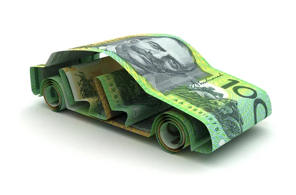 Financement Voiture Avec Dollar Australien Isolé Sur Fond Blanc — Photo