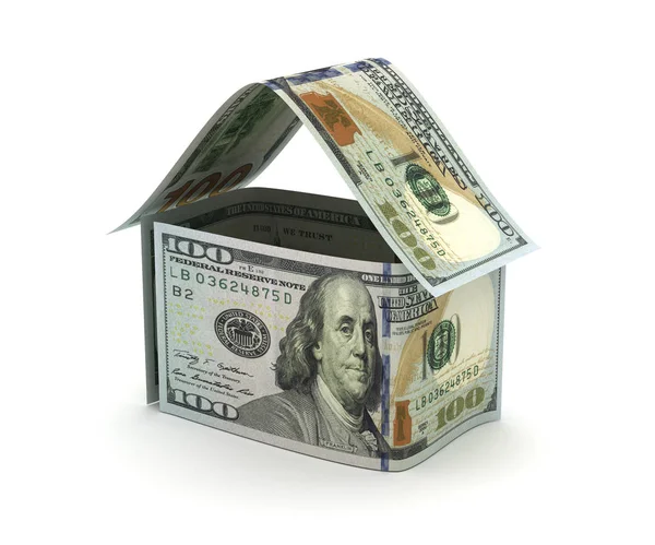 Inmobiliaria Con Dólares Americanos Aislado Sobre Fondo Blanco — Foto de Stock