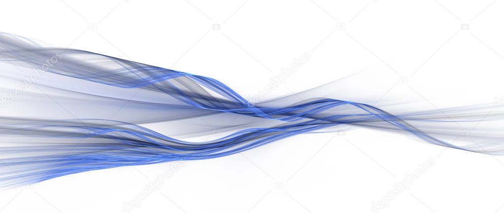 Blue waves on white background (computer generated image)