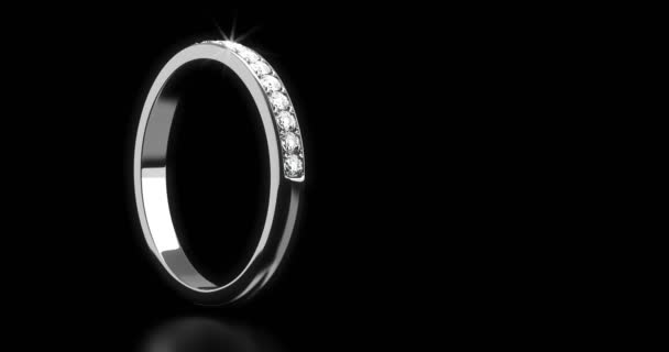 Anillos Boda Diamantes Sobre Fondo Negro — Vídeos de Stock