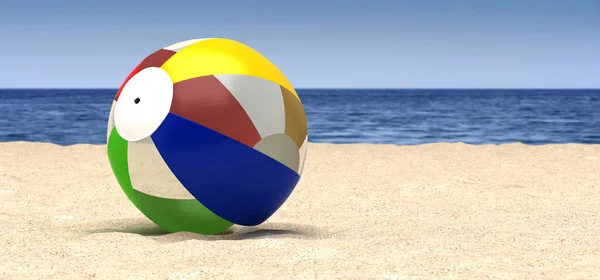 Uma bola de praia em uma praia — Fotografia de Stock