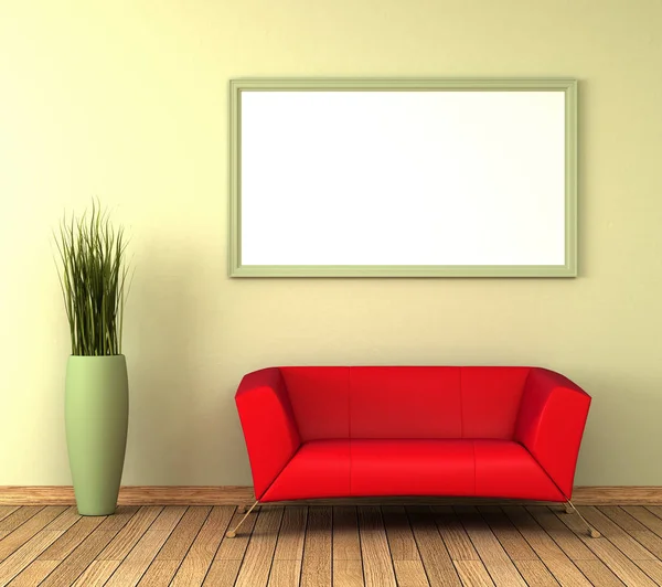 Single red sofa — Stock Photo, Image