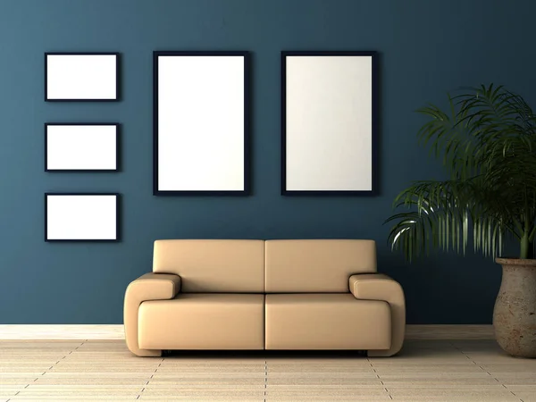 Single beige sofa — Stock Photo, Image