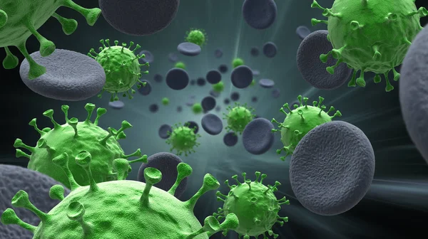Blood Cells Virus Infection Stok Resim