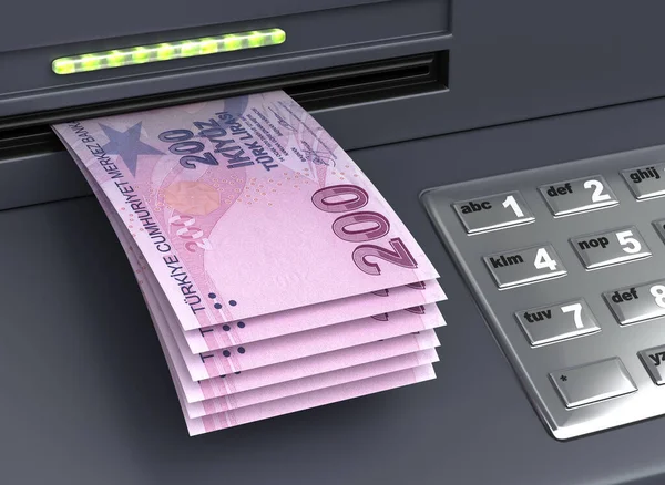 Türk Lira Sının Atm Den Çekilmesi — Stok fotoğraf