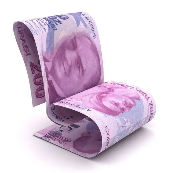 Managing Turkish Lira Isolated White Background — Stock Photo, Image