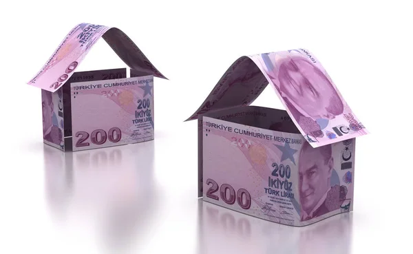 Inmobiliaria Con Lira Turca Aislado Sobre Fondo Blanco — Foto de Stock