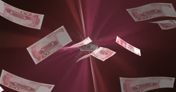 Vliegende Chinese Yuan Naadloos — Stockvideo