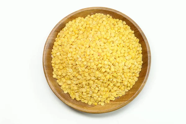 Cup Yellow Lentils White Background — Stock Photo, Image
