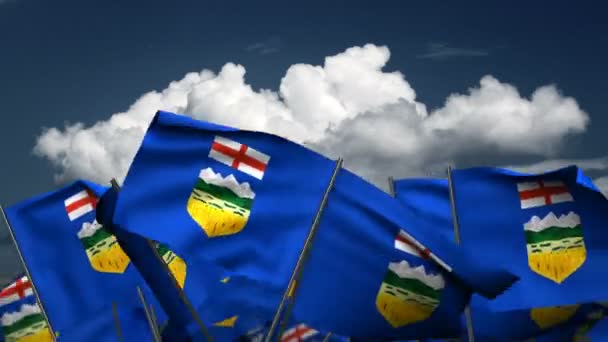 Sventolando Bandiere Stato Alberta Canale Senza Soluzione Continuità Alfa — Video Stock