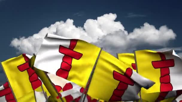 Waving Nunavut State Flags Seamless Alpha Channel — Stock Video