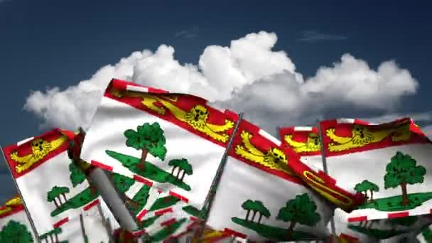 Waving Prince Edward Island State Flags Seamless Alpha Channel — Stock Video