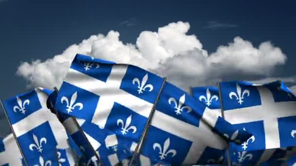 Flaggen Schwenken Quebec Nahtlos Alpha Channel — Stockvideo