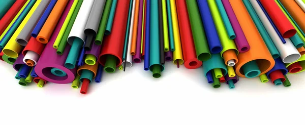 Colorful Plastic Pipes White Background — Stock Photo, Image