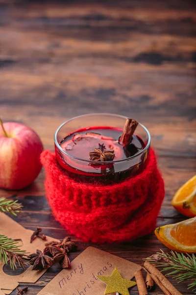 Mulled Wine Christmas Decoration Indrediens Apple Orange Winter Traditional Drink — Stock Photo, Image