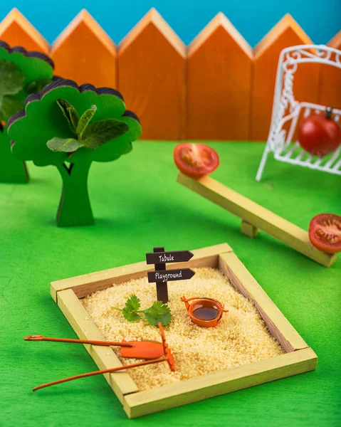 Couscous Salada Apresentação Original Crianças Playground — Fotografia de Stock