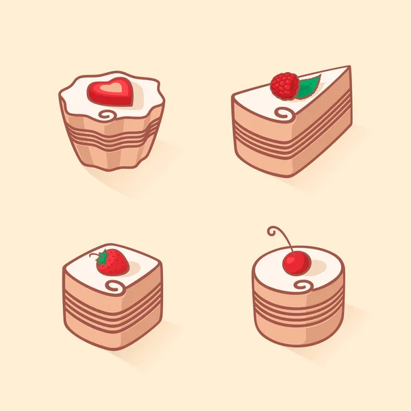 Set of cake icon — Stock Vector