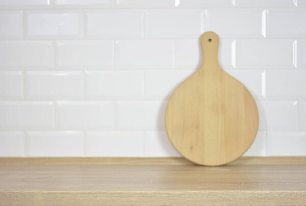 background with white tiles and work surface