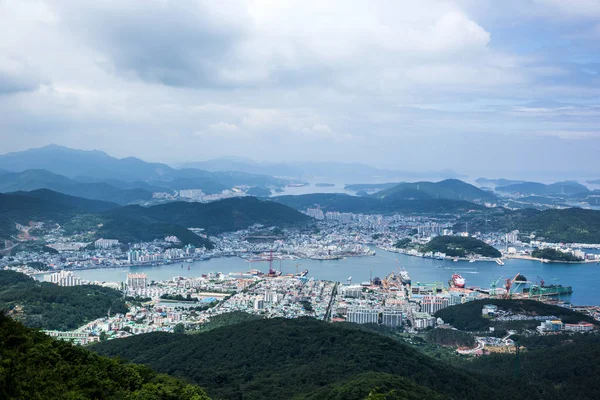 Parque Nacional Marinho Hallyeosudo Com Vista Para Montanha Mireuksan Tongyeong — Fotografia de Stock