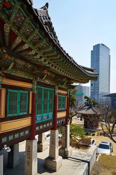 Architettura Tradizionale All Interno Del Tempio Bongeunsa Corea Del Sud — Foto Stock